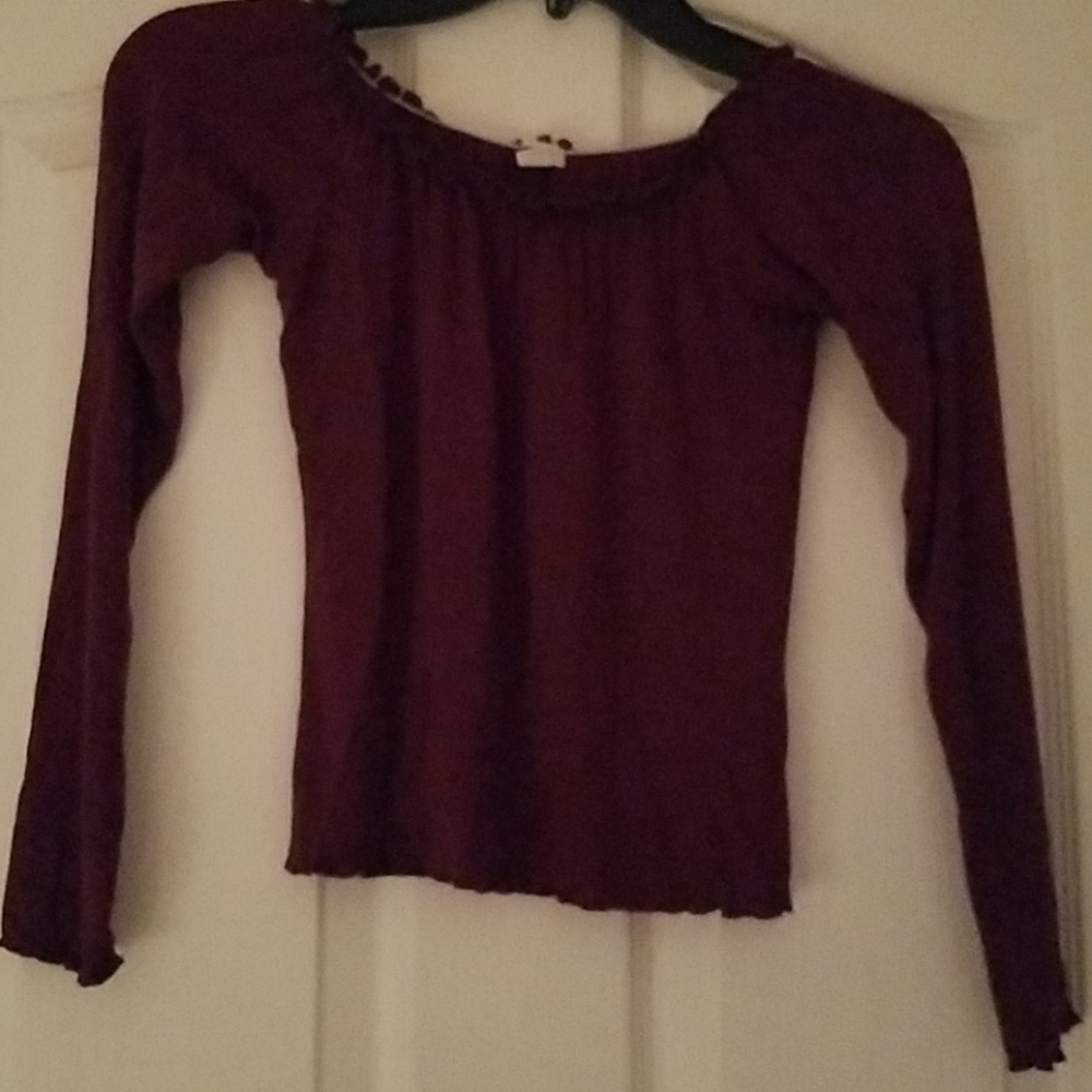 Burgundy/wine colored off shoulder top